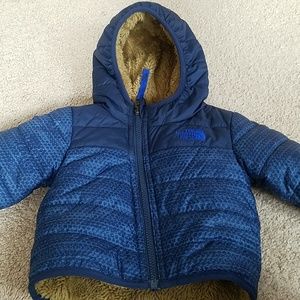 Infant boys North Face jacket with faux fur